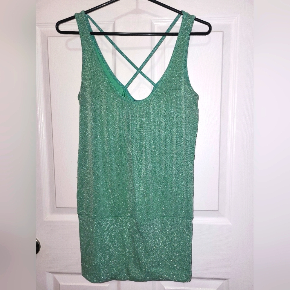 (S)🆕️💚H&M💚Sparkly Teal With Envy Tunic Top Ptp17"× L29"
